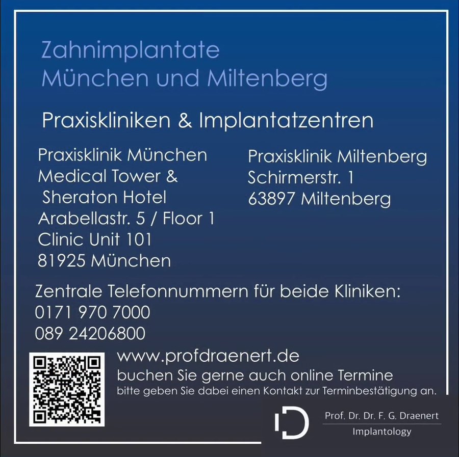 Praxiskliniken und Implantatzentren München und Miltenberg mit Adressen und Telefonnummern